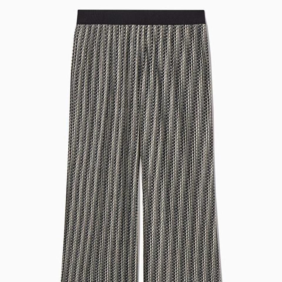Cos Plisse Pleated Trousers In Black And White Multi Nwt